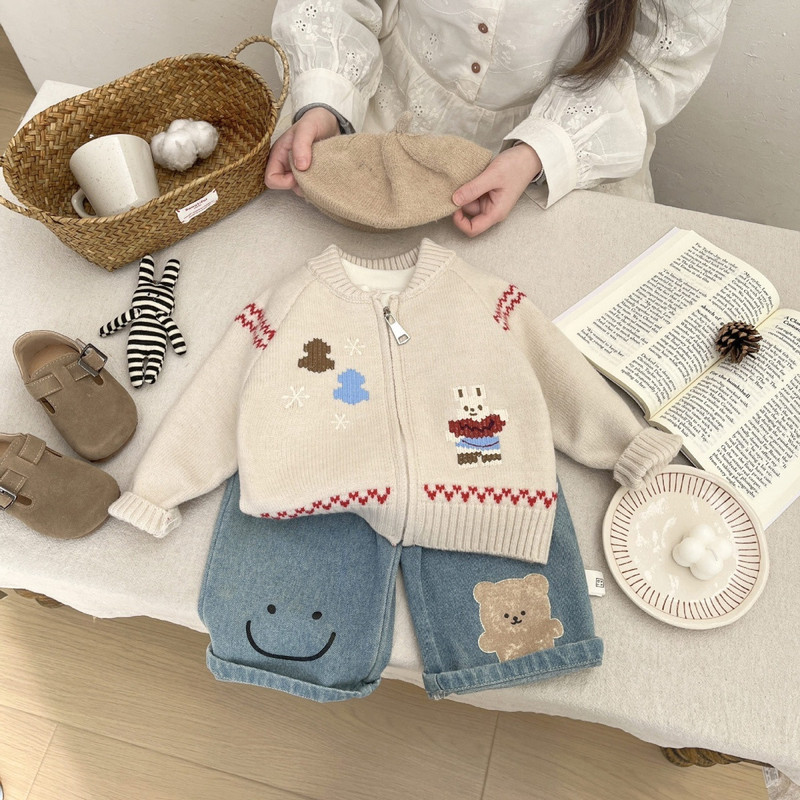 Baby Sweater Early Spring Kore - Knit Cardigan Infant review and price